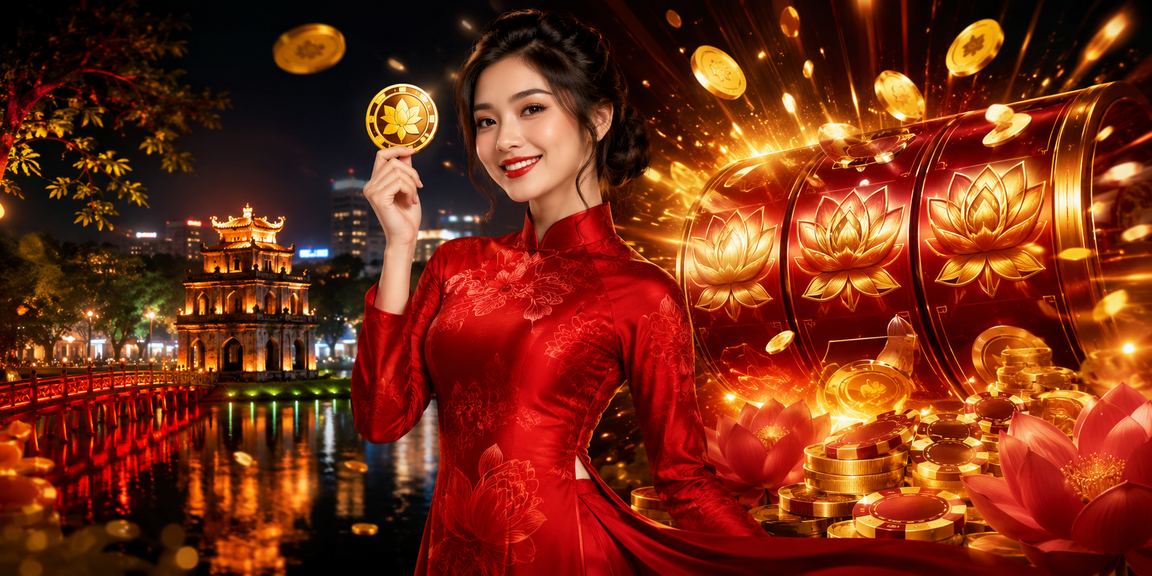 Người phụ nữ mặc áo dài tại Hà Nội chơi slot game trên điện thoại qh99